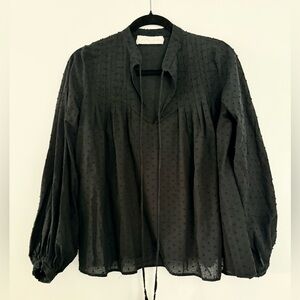 Natalie Martin Black Swiss Dot 100% Cotton Lizzy Top Blouse Shirt size small